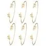 Finrezio 6 PCS Leaf Bangle Bracelets for Women Girls Simple Cuffs Sister Bridesmaid Bracelets for Bridal Wedding Jewelry Stretch, 3 Colors