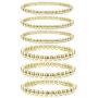 HAIAISO 14K Gold Plated Bead Ball Bracelet for women, Stackable Adjustable Elastic Beaded Bracelet for Women Girls Jewelry Gift
