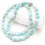 18'' Natural Stone Larimar Beads Crystal Magnet Clasp Necklace