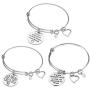Teacher Appreciation Gift Idea - 3PCS Stainless Steel Expendable Inspirational Bangle Bracelet Set, Best Teacher Jewelry, Thank You Gifts for Women, Christmas Birthday (3PCS)