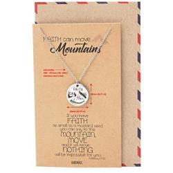 Quan Jewelry Inspirational Gifts for Women Mountain Pendant Faith Necklace, Bible Verse Inspired Charm with Greeting Card