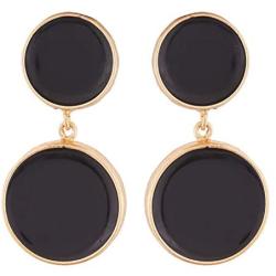 Dangle Statement Earrings - 2.3'', Round Shape Copper Alloy Gold Plated Black Enamelled Dangle Earrings for Women from House of ARIJA India - Party Jewelry, Fashion Accessories Earrings - Ideal Gift