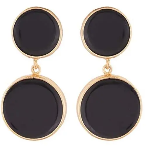 Dangle Statement Earrings - 2.3'', Round Shape Copper Alloy Gold Plated Black Enamelled Dangle Earrings for Women from House of ARIJA India - Party Jewelry, Fashion Accessories Earrings - Ideal Gift Dangle Statement Earrings - 2.3'', Round Shape Copper Alloy Gold Plated Black Enamelled Dangle Earrings for Women from House of ARIJA India - Party Jewelry, Fashion Accessories Earrings - Ideal Gift