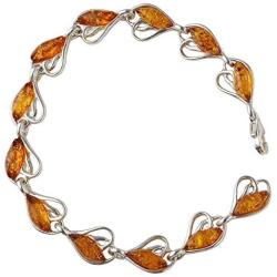 HolidayGiftShops Sterling Silver Honey Baltic Amber Hearts Bracelet