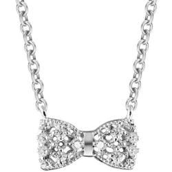 Carleen 925 Sterling Silver Cubic Zirconia CZ Simulated Diamond Small Cute Bow Tie Earrings Bangle Bracelet Pendant Necklace Jewelry for Women Girls Teens