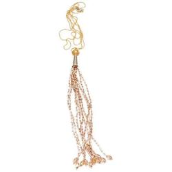 Hatroom Glass Beaded Tassel Pendant Necklace for Women with Long Chain Made in Italy