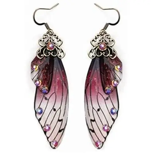 tmtonmoon Unique Big Monarch Colorful Butterfly Wing Gold Drop Dangle Earrings Crystal Wing Earring Fashion Insect Jewelry For Women Girls Teens Gifts