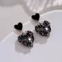 ZHUPI Crystal Trendy Stud Earrings Jewelry Heart Earrings Black Rhinestone Drop Dangle Long Earrings, Fashion Jewelry for Women Girls ZHUPI Crystal Trendy Stud Earrings Jewelry Heart Earrings Black Rhinestone Drop Dangle Long Earrings, Fashion Jewelry for Women Girls