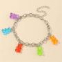 2 Pcs Gummy Bear Necklace Anklet Set Colorful Resin Candy Cartoon Necklace Anklet Set Cute Twinkling Bear Necklace for Women Girls Jewelry