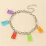 2 Pcs Gummy Bear Necklace Anklet Set Colorful Resin Candy Cartoon Necklace Anklet Set Cute Twinkling Bear Necklace for Women Girls Jewelry