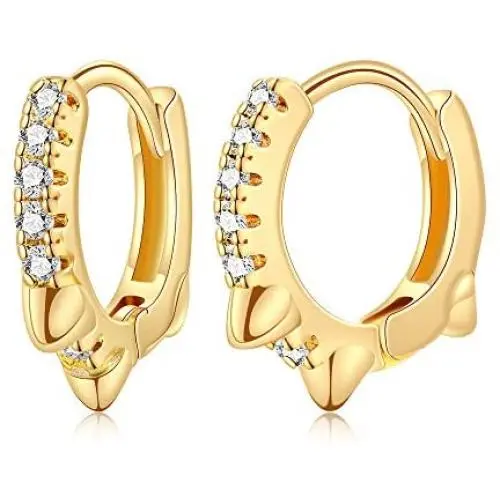 Small Dangle Hoop Earrings 14K Gold Plated Cubic Zirconia Boho Women Girls Huggie Earring Dainty Jewelry Gift