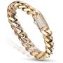 Luxfine 12mm Miami Cuban Link Bracelet 14K REAL Gold Plated Hypoallergenic Premium Stainless Steel Hip Hop Jewelry For Men Women Christmas Birthday Gift (No Color Fade, Double-sided Iced Out Clasp)