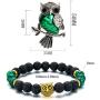 Softones Owl Necklace Healing Crystals Necklace for Women Men Reiki Spiritual Energy Gemstone Necklace Lava Owl Bracelet Set Gifts for Women with Gift Box