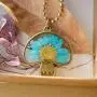 MIXIA Cute Natural Real Sunflower Long Chain Vintage Bead Chain Mushroom Shaped Dried Flower Pendant Necklace