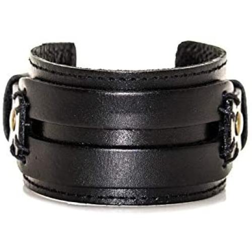 Nsitbbuery Hip Hop Wide Leather Cuff Bracelet