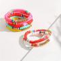 6Pcs Set Stack Rainbow Vinyl Disc Bead Surfer Stretch Bracelet Handmade Rainbow Polymer Elastic Rope Boho Beaded Bracelet Summer Beach Jewelry