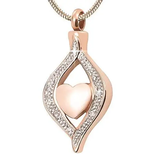LYFML Hearts Crystal Cremation Jewelry Urn Pendant for Ashes for Women, Memorial Necklace Made of Titanium Steel, Support for Customization LYFML Hearts Crystal Cremation Jewelry Urn Pendant for Ashes for Women, Memorial Necklace Made of Titanium Steel, Support for Customization