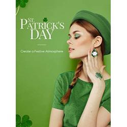 25 Pairs St. Patricks Day Faux Leather Earrings Irish Shamrock Dangle Earrings Green Clover Teardrop Earrings Set for Women Girls