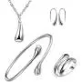 BOHG Jewelry Womens 925 Sterling Silver Plated Teardrop Bracelet Ring Earrings Pendant Necklace 4pcs Set BOHG Jewelry Womens 925 Sterling Silver Plated Teardrop Bracelet Ring Earrings Pendant Necklace 4pcs Set