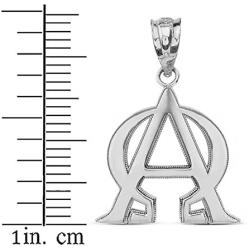 925 Sterling Silver Alpha and Omega Christian Symbols Pendant Necklace