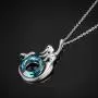 Mermaid Necklace S925 Sterling Silver Crystal Little Mermaid Pendant Necklace Mermaid Jewelry Gifts for Women Girls Mom