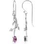 Silvershake 925 Sterling Silver Vine Leaf Gemstone Dangle Hook Earrings