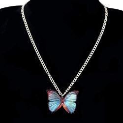 WEVENI Acrylic Monarch Butterfly Necklace and Earrings Morpho Butterfly Jewelry Sets Insect Dangle Drop Pendant for Women Girls Ladies