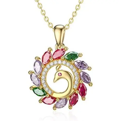 Blocaci 14K Yellow Gold Peacock Pendant Necklaces for Women Cubic Zirconia Anniversary Valentines Day, Jewelry for Wife Girlfriend Mother, 18 Blocaci 14K Yellow Gold Peacock Pendant Necklaces for Women Cubic Zirconia Anniversary Valentines Day, Jewelry for Wife Girlfriend Mother, 18