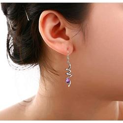 POLITENY Jewelry Silver Dangle earrings for Women Fashion Unique Spial Twist Simple with Purple Crystal