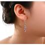 POLITENY Jewelry Silver Dangle earrings for Women Fashion Unique Spial Twist Simple with Purple Crystal