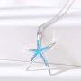 Cuoka Starfish Necklace, 925 Sterling Silver with Opal, Hawaiian Beach Nautical Ocean Pendant, Starfish Jewelry Opal Jewelry Valentine Gifts for Women Girlfriend Daughter