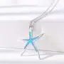 Cuoka Starfish Necklace, 925 Sterling Silver with Opal, Hawaiian Beach Nautical Ocean Pendant, Starfish Jewelry Opal Jewelry Valentine Gifts for Women Girlfriend Daughter