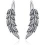 GDDX Sterling Silver Ear Climber Crawler Vintage Feather Wings CZ Long Ear Crawler Earrings