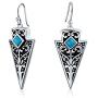 Blue Bead Arrowhead Dangle Earrings For Women For Teen Oxidized 925 Sterling Silver