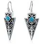 Blue Bead Arrowhead Dangle Earrings For Women For Teen Oxidized 925 Sterling Silver Blue Bead Arrowhead Dangle Earrings For Women For Teen Oxidized 925 Sterling Silver