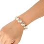 EVER FAITH Simulated Pearl Crystal Bridal Necklace Earrings Bracelet Set Clear