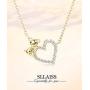 Sllaiss 14K Gold Plated S925 Necklace Koala Bear Heart Pendant Necklace with Austria Crystals Cute Animal Fine Jewelry Gift
