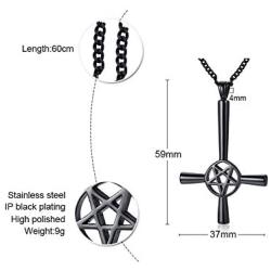 VNOX Religious Satanism Satanic Upside Down Inverted Cross Pentacle Pentagram Pendant Necklace,Wiccan Jewelry
