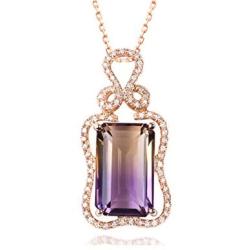 KEETEEN Colorful Life Sterling Silver Necklace with Princess Cut Pendant in Simulated Gemstones