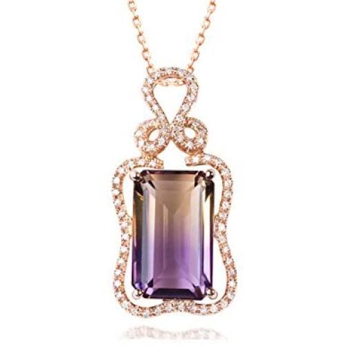 KEETEEN Colorful Life Sterling Silver Necklace with Princess Cut Pendant in Simulated Gemstones