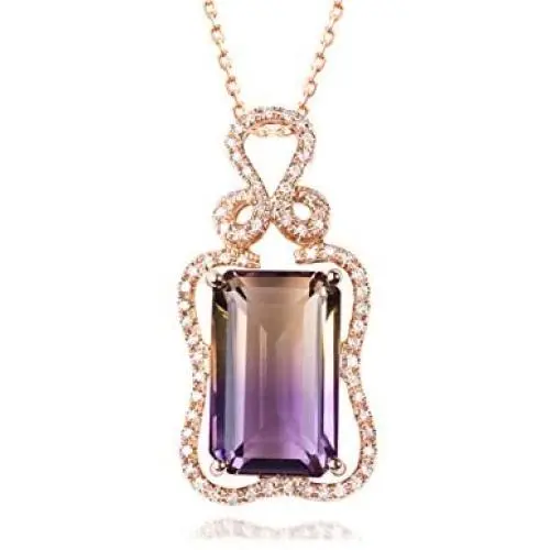 KEETEEN Colorful Life Sterling Silver Necklace with Princess Cut Pendant in Simulated Gemstones