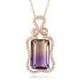 KEETEEN Colorful Life Sterling Silver Necklace with Princess Cut Pendant in Simulated Gemstones