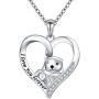 925 Sterling Silver Animal Jewelry Sea Otter Heart Pendant Necklace for Women