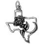 Raposa Elegance Sterling Silver Rose of Texas Map Charm Necklace - Optional Sterling Silver Chain