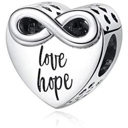 Syangpang Love Hope Charms for Fit Pandora Charms Bracelet 925 Sterling Silver Heart Beads Infinite Love Luck Charms for Bracelet Gift for Women and Girl