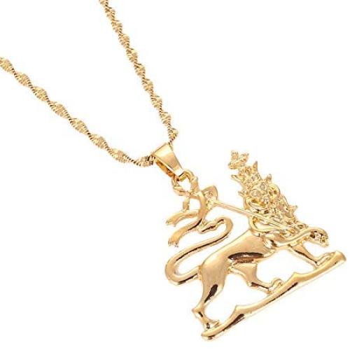 African Ethiopian Lion Pendant Necklace Lion of Judah Jewelry Charms Ethnic Gifts