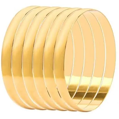 Solid Engaved African Bangle Bracelet for Women 18k Gold Plated Copper Open Bangle Bracelets Jewelry,6 Pcs/Pack 2.6'' Solid Engaved African Bangle Bracelet for Women 18k Gold Plated Copper Open Bangle Bracelets Jewelry,6 Pcs/Pack 2.6''