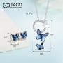 T400 Blue Butterfly Crystal Pendant Necklace and Drop Stud Earrings Jewelry Set Gift for Girls Women
