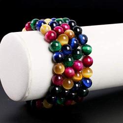 Serirtire 8mm Tiger Eye Gemstone Bracelet Round Beads Stretch Bracelet Handmade Healing Stone Jewelry for Women Girls