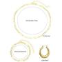 Gold Plated Paperclip Chain Necklace Rectangle Link Chain Bracelet Chunky Open Hoop Earrings Set for Women Jewelry
